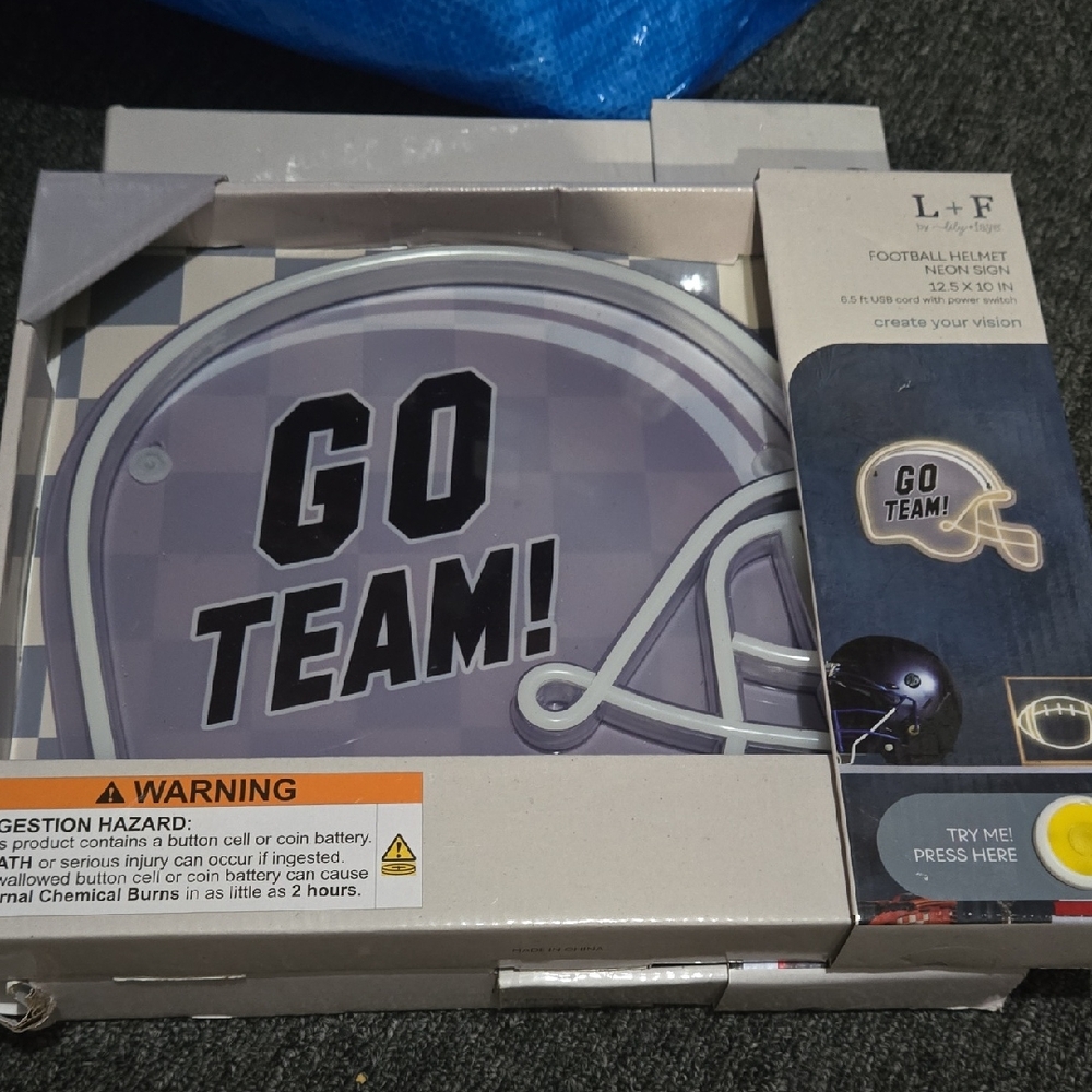Football Helmet Wall Light with 'Go Team!' Design